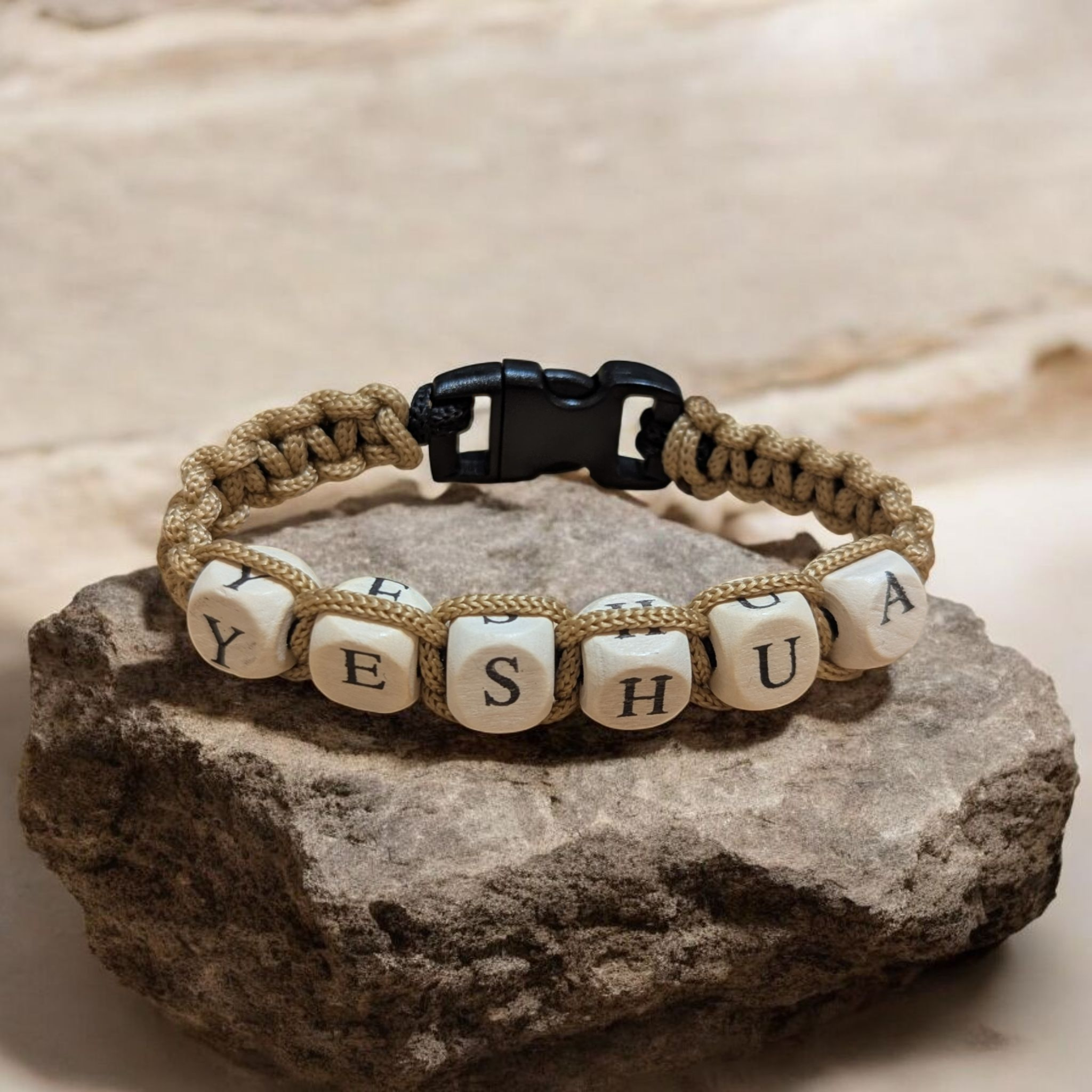 Paracord Bracelet w/ wooden letters.