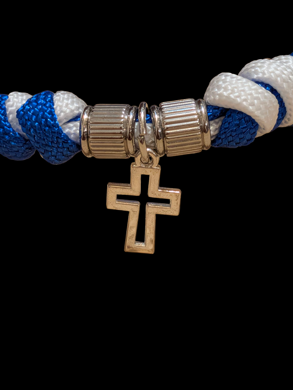 Stand with Faith: Israel Flag Paracord Bracelet with Silver Cross