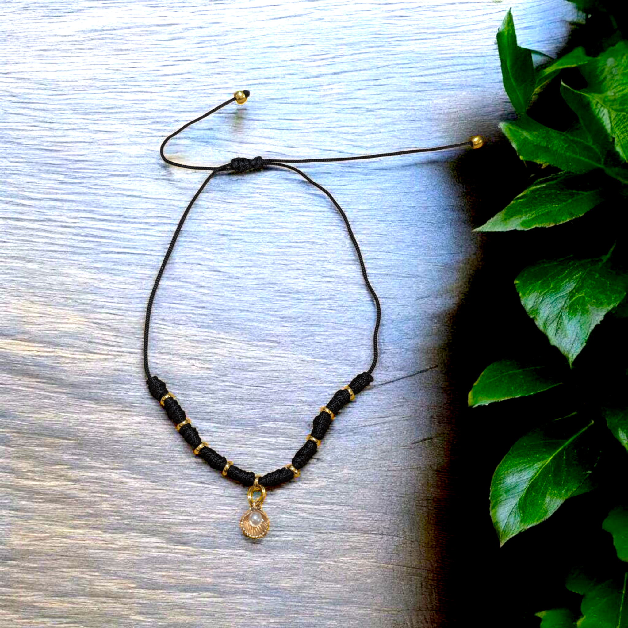 Queen Esther Paracord Necklace w/ gold shell pendant