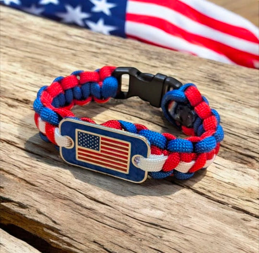 American Flag, Paracord Bracelet.